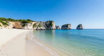Obraz premium Serene beach with clear turquoise water.