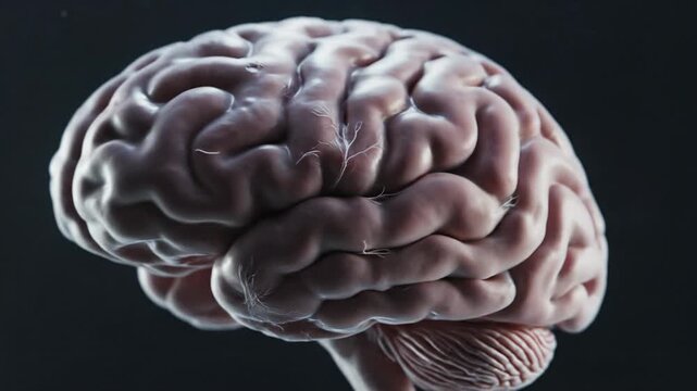 Realistic 3D Render of Human Brain Anatomy with Detailed Cerebral Cortex Structure