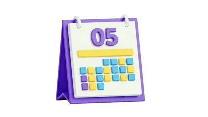 3D Calendar with '05' and colorful day blocks