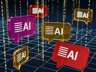 AI Chat Bubbles Artificial Intelligence Communication Digital Data Stream.
