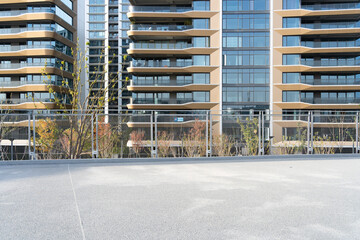 empty floor with modern building