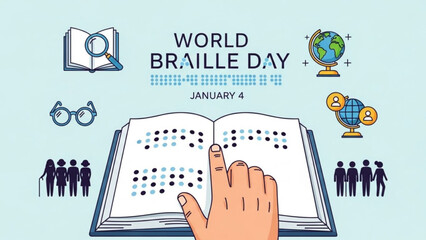 A person reading a book with braille text on World Braille Day