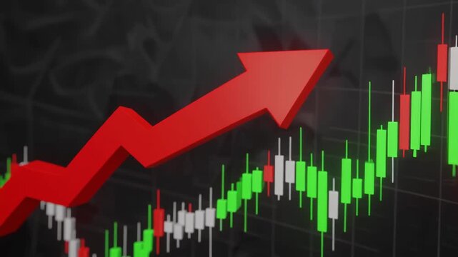 3D Animation of Red Arrow Turning Green and Trending Up on Jagged Stock Market Chart &mdash; Clean Financial Profit, Growth, and Economic Recovery Concept