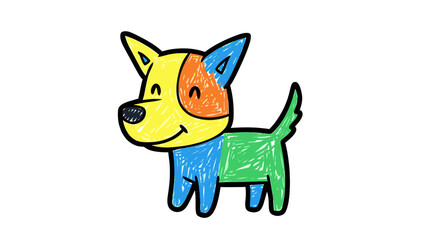 Obraz premium Colorful cartoon dog illustration with vibrant colors and simple design.