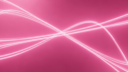 Dynamic pink glowing light trails crossing over a soft pink background