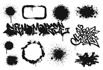 Graffiti Stain Spray Set Dark Splatter Blob