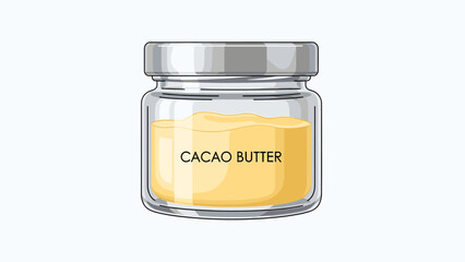 Cacao Butter in Glass Jar. Natural cosmetic ingredient, food product, or skincare item. Vector illustration on white background.