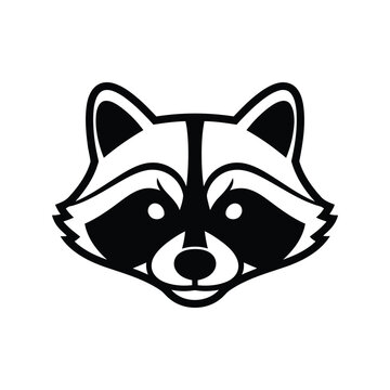 Black and white raccoon face illustration Vector
