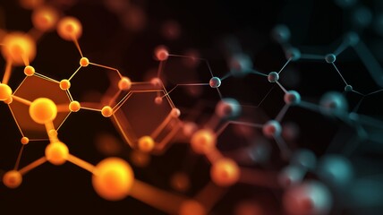 Abstract hexagon and geometric background with molecular structure pattern, futuristic technology design for digital innovation, science, and high-tech computing concepts