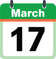 St Patricks Day Calendar Icon Showing March 17 Date Flat Vector Design