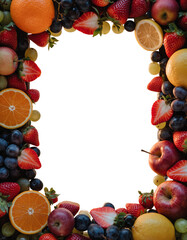 3D Realistic Fruit Frame with Fresh Fruits Border &ndash; Editable Mockup with Copy Space