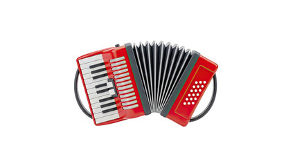 Red Accordion Isolated on White Background