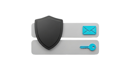 Security Shield with Envelope and Key Icons