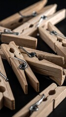 Wooden Clothespins - A Close-Up of Laundry Day Essentials.