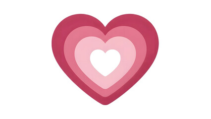 Multilayered pink heart shape with white center on isolated transparent background