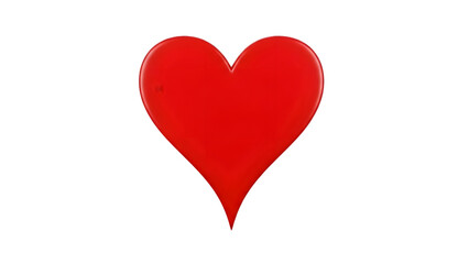 A bright red heart shape on a plain transparent background for love and valentines day concepts