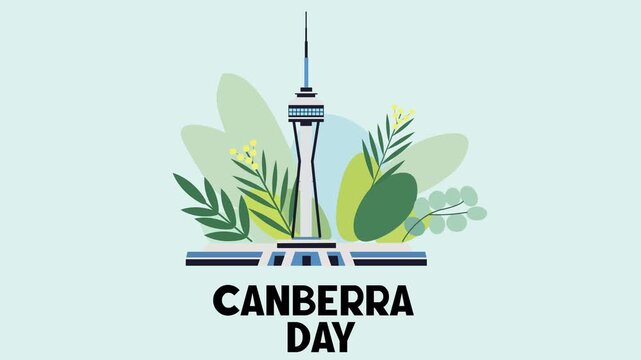 Animated Canberra Day Telstra Tower Nature Illustration Icon