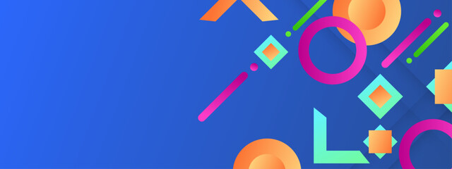 Obraz premium Blue background with geometric shapes of varied vibrant colors