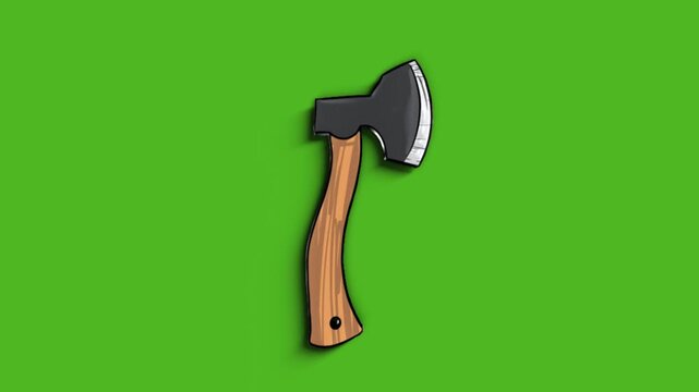 Broad axe 3d animation on alpha background