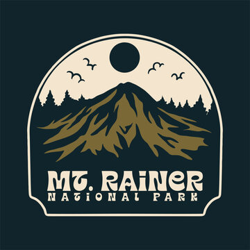VIEW OF MT. RAINER NATIONAL PARK BADGE VECTOR LOGO