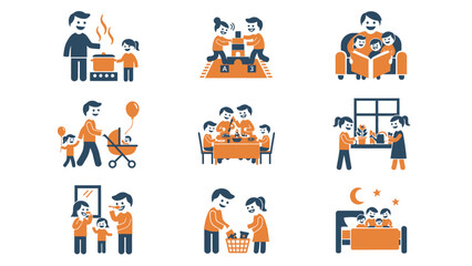 Fototapeta premium Family Activities Collection Illustrating Bonding Moments.
