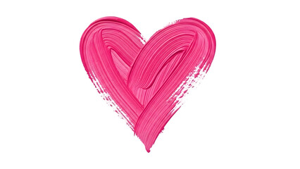 A pink heart made of lipstick on a transparent background for valentines day