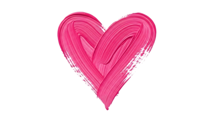 A pink heart made of lipstick on a transparent background for valentines day