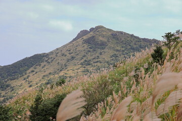Mountain views of Jinguashi and Jiufen area a popular tourist destination in Taipei Taiwan