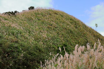 Mountain views of Jinguashi and Jiufen area a popular tourist destination in Taipei Taiwan