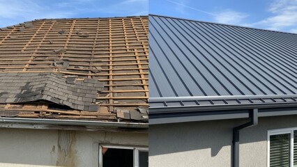 Comparison of Old and New Roofing Materials Showing Transition in Construction