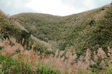 Mountain views of Jinguashi and Jiufen area a popular tourist destination in Taipei Taiwan