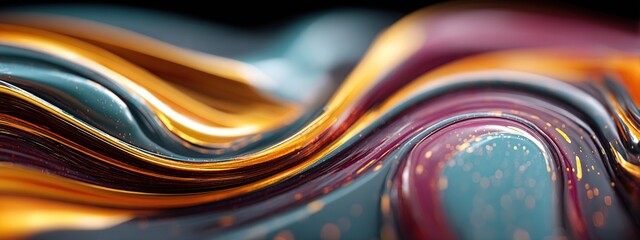 Abstract fluid shapes flow and blend in a mesmerizing display of vibrant colors, creating a dynamic and captivating visual experience.