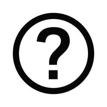 Black question mark in circle icon