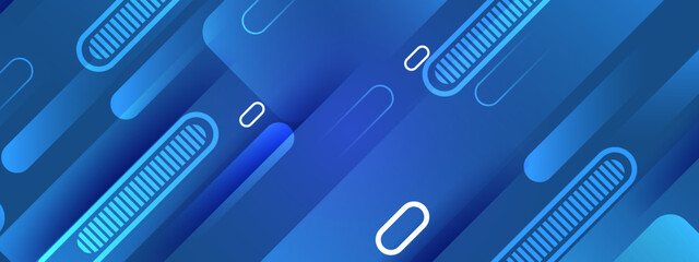 Blue gradient stripes and rounded rectangles with striped patterns suitable for website banners or social media backgrounds