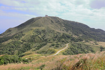Mountain views of Jinguashi and Jiufen area a popular tourist destination in Taipei Taiwan