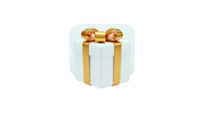 White Gift Box with Gold Ribbon