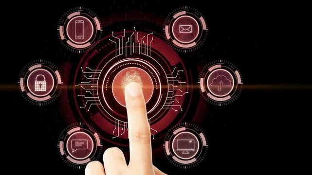 Futuristic Technology Interface, Digital Network, Touchscreen Interaction