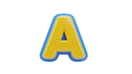3D Letter A on transparent background