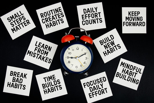 Alarm Clock Surrounded with Message about Discipline Concept