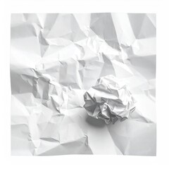 Crumpled white paper sheet, with a crumpled ball, starkly lit