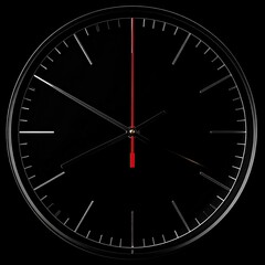 Sleek analog clock with a black face and contrasting red second hand
