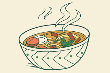 Steaming Bowl of Hot Food Icon Representing Fresh Meals, Soup, and Home Cooking