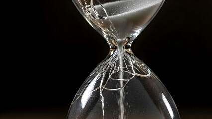 Hourglass with Cracked Glass Showing Time Running Out Concept