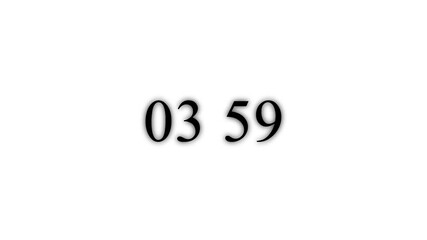 Timer concept, Black color digital timer number icon with looped animation on transparent background . 03 hours 59 minutes clock looped animation. (03 hours 59 min) - Powered by Adobe