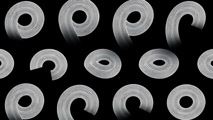 disequilibrium. White arc patterns showing rotational motion trajectory on minimalist background. STEM education sheets, lab safety posters, designed for biotech research communications.