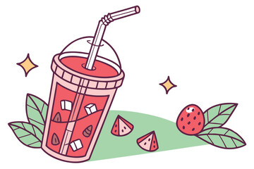 Beverage Cup with Straw Icon Representing Cold Drinks, Juices, and Refreshments