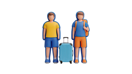 Two boys with a suitcase