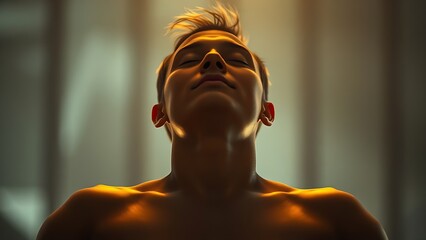 selfawareness. A person meditating with a serene expression and soft ambient glow. wellbeing guides, coaching materials, designed for coaching and self-improvement content, used by researchers.