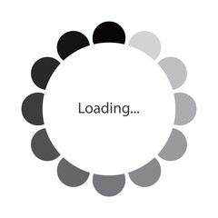モノクロのグラデーションの花のようなローディングのマークのベクターイラスト。Webサイトやゲーム、データなどの読み込み中を表すフラットなUIアイコン