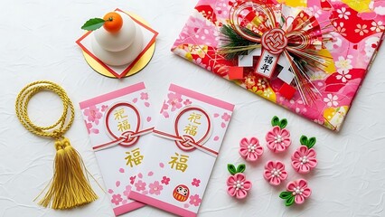 Japanese new year oshogatsu decorations and gifts